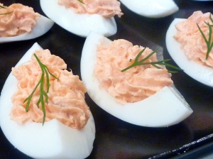 Deviled Eggs With Smoked Salmon & Goat Cheese