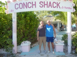 Eric Greets Roger At Conch Shack Entrance